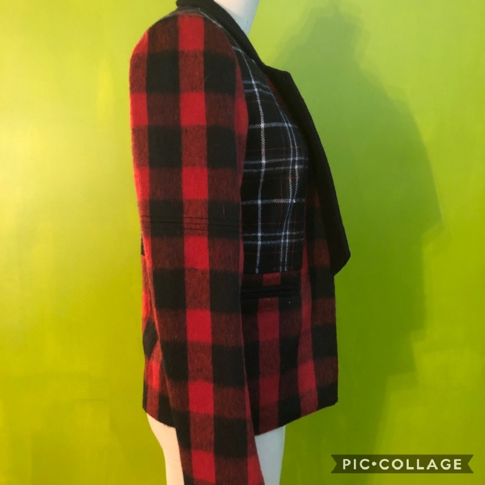 April, May Mixed Plaid Tailored Jacket - Picture 6 of 8